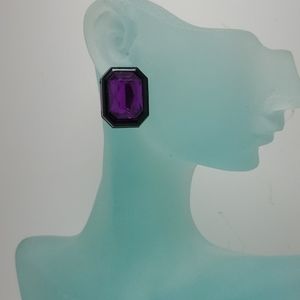 Purple and black rectangle earrings